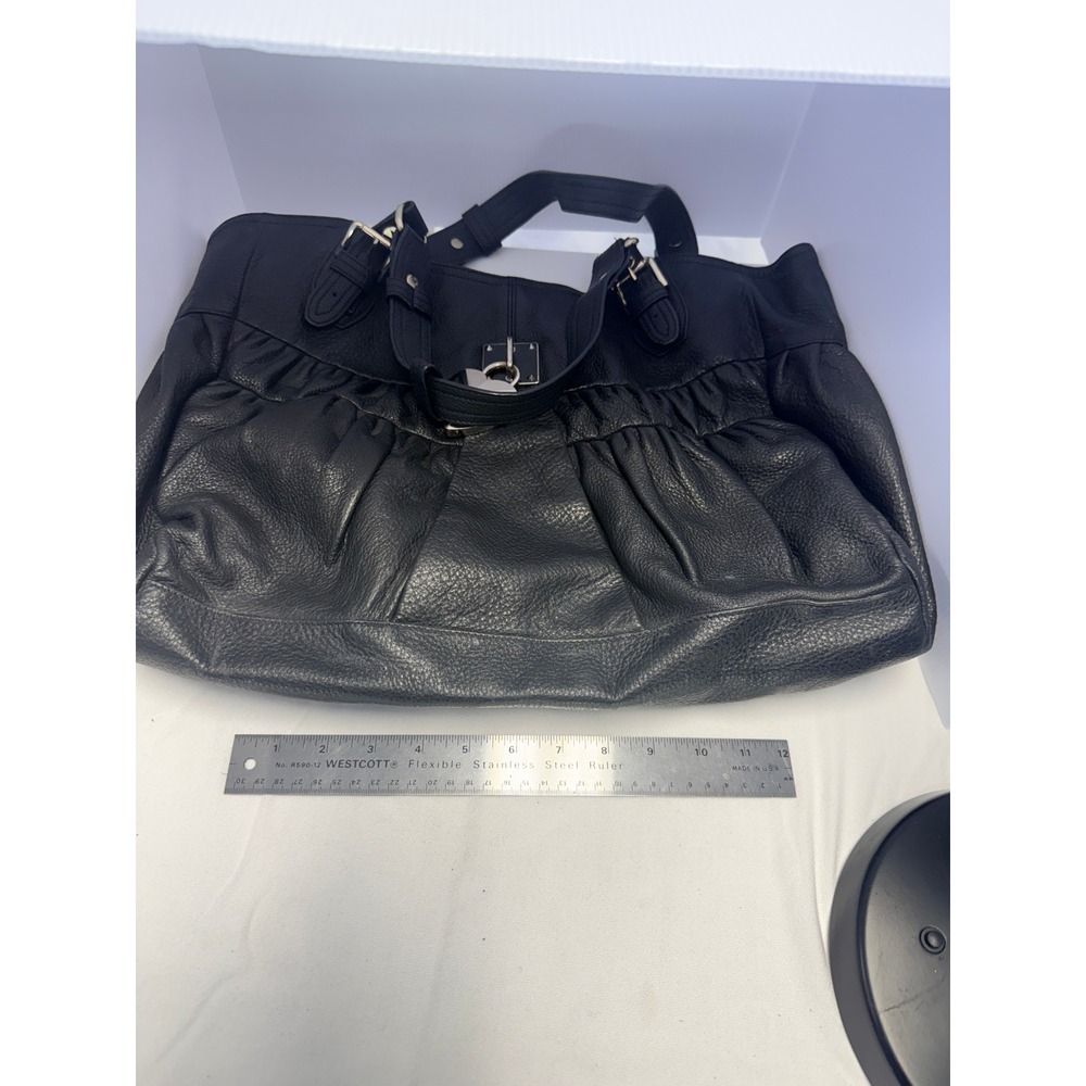 Vintage Betsey Johnson Rare Black Leather Purse Women Black t Heart Lock Tote